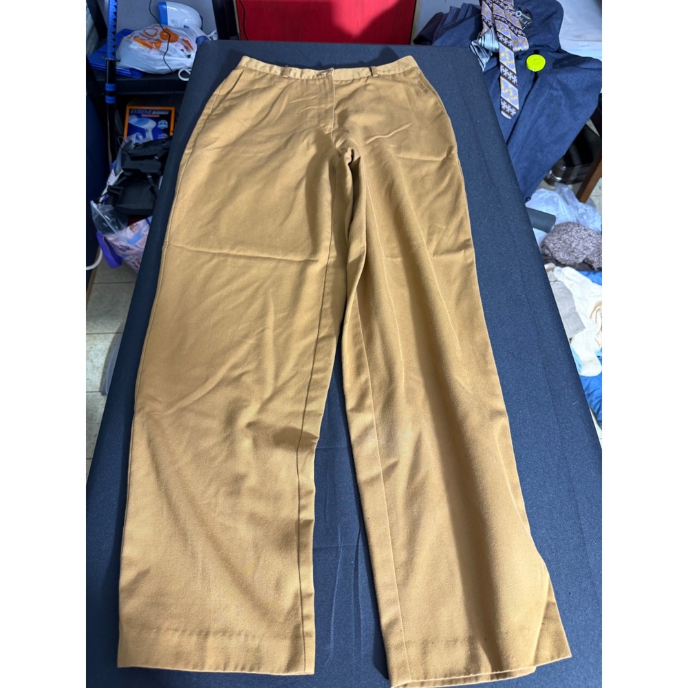 Savion Trousers 8 Camel Tan Excellent High Rise Straight Leg Elastic Back Waist